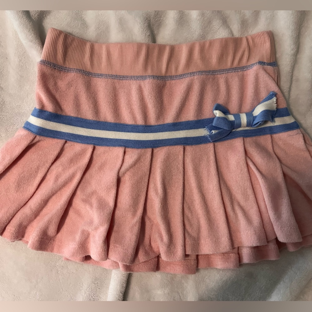 Dolls Kill Terry Cloth Pleated Striped Bow Mini Skirt
